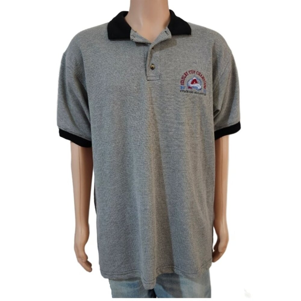 Vintage 2001 NHL Colorado Avalanche Stanley Cup Champions Embroidered Polo Shirt